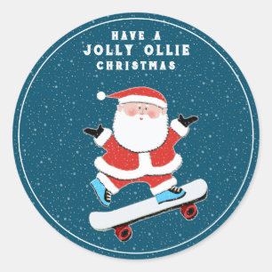 Skateboarder Skateboarding Weihnachten Runder Aufkleber