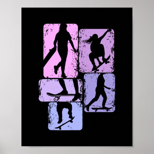 Skateboarder Skaterin Skateboard fahrende Kinder Poster (Vorne)