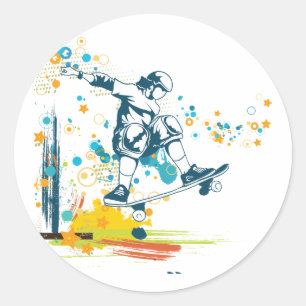Skateboarder Vektor Runder Aufkleber