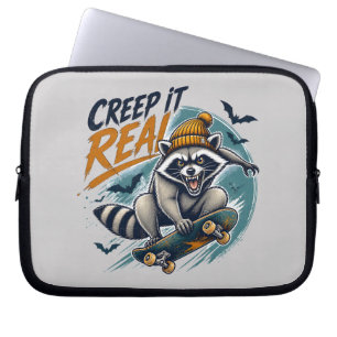Skateboarder Waschbär-Rebell, der es echt creepy m Laptopschutzhülle