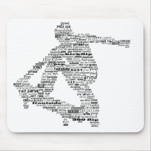 Skateboarder word collage mousepad