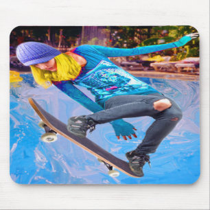 Skateboardfahren auf Wasser Mousepad