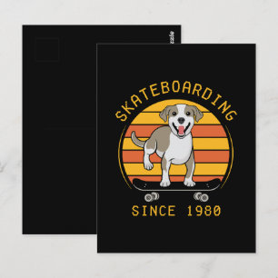 Skateboardfahren seit 1980 postkarte