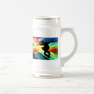 Skateboardfahrer in Criss Querblitz Bierglas