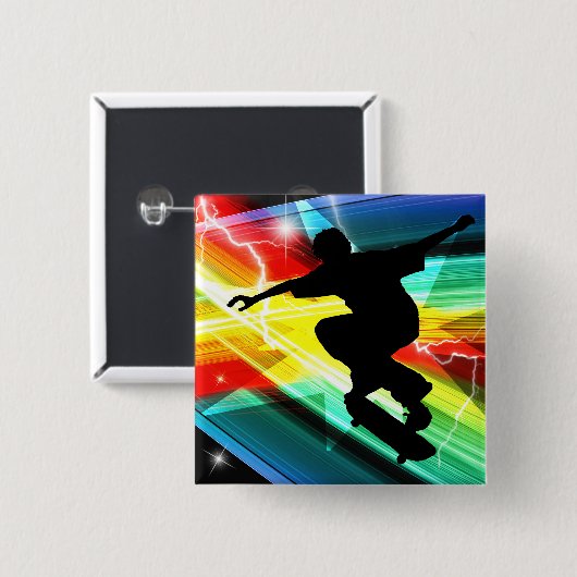 Skateboardfahrer in Criss Querblitz Button (Vorne & Hinten)