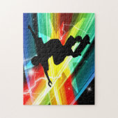 Skateboardfahrer in Criss Querblitz Puzzle (Vertikal)