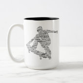 Skateboardfahrerwortcollage Zweifarbige Tasse (Links)