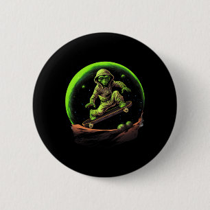 Skateboarding-Alien auf dem Ring des Saturn Außerh Button
