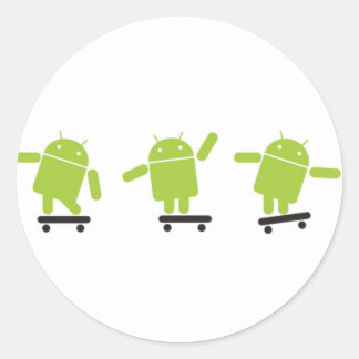 Skateboarding Android Runder Aufkleber