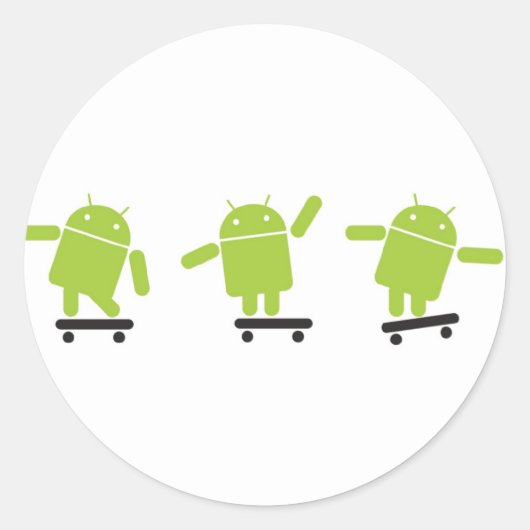 Skateboarding Android Runder Aufkleber (Vorderseite)