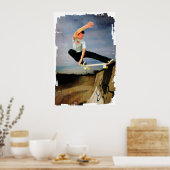 Skateboarding auf der Mauer Poster (Küche)