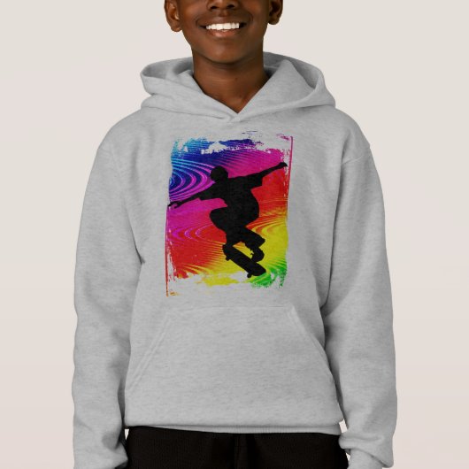Skateboarding auf Regenbogen-Schmutz Hoodie (Vorderseite)