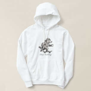Skateboarding-Bär bleibt rollend mit Kaffeetasse Hoodie