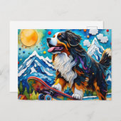 Skateboarding Bernese Mountain Hund Postkarte (Vorne/Hinten)