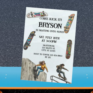 Skateboarding Birthday with Skateboards Einladung