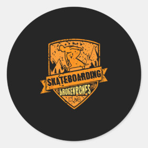 Skateboarding Broken Bones Crew Berg Crash Runder Aufkleber