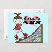SKATEBOARDING - Brünette Girl Tshirts und Geschenk Postkarte (Vorne/Hinten)
