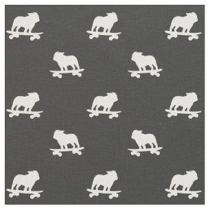 Skateboarding Bulldog-Silhouetten Muster Cool Hund Stoff