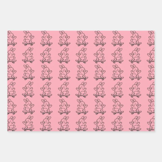 Skateboarding Bunny Geschenkpapier Set (Vorderseite 3)
