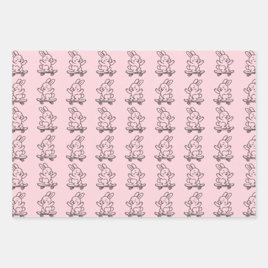 Skateboarding Bunny Geschenkpapier Set (Vorderseite 2)
