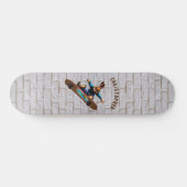 Skateboarding Bunny Rabbit Brick Wall Name Skateboard (Horizontal)