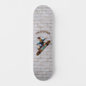 Skateboarding Bunny Rabbit Brick Wall Name Skateboard (Vorderseite)