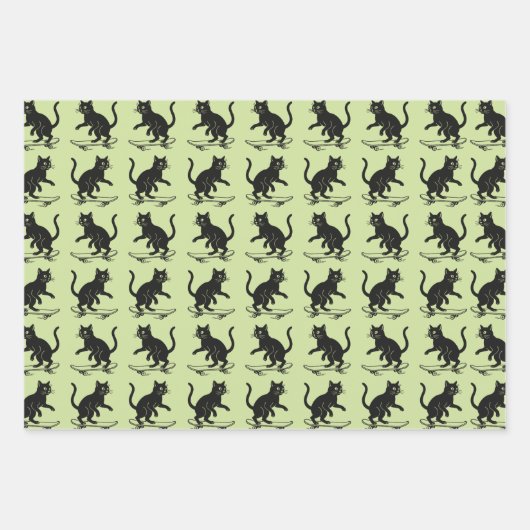 Skateboarding Cat  Geschenkpapier Set (Vorderseite 3)