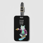 Skateboarding Chat Pizza Skaten essen Gepäckanhänger (Vorderseite Vertikal)