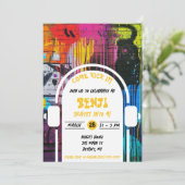 Skateboarding, Come Kick It Graffiti Birthday Part Einladung (Stehend Vorderseite)