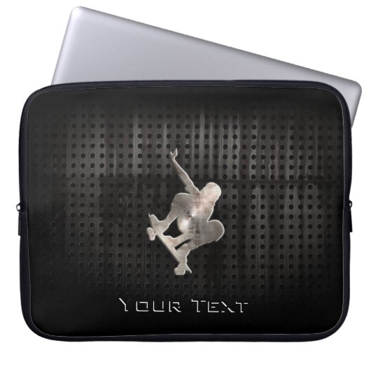 Skateboarding; Cooles Schwarzes Laptopschutzhülle (Vorderseite)