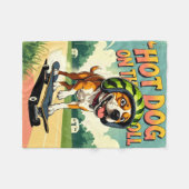 Skateboarding Dog Summer Funny Retro Beach Fleecedecke (Vorderseite (Horizontal))