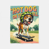 Skateboarding Dog Summer Funny Retro Beach Fleecedecke (Vorderseite)