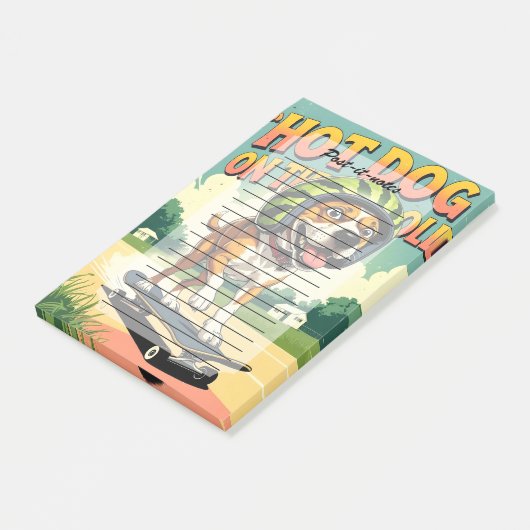 Skateboarding Dog Summer Funny Retro Beach Post-it Klebezettel (angewinkelt)