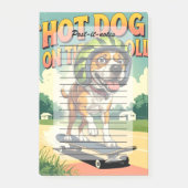 Skateboarding Dog Summer Funny Retro Beach Post-it Klebezettel (Vorderseite)