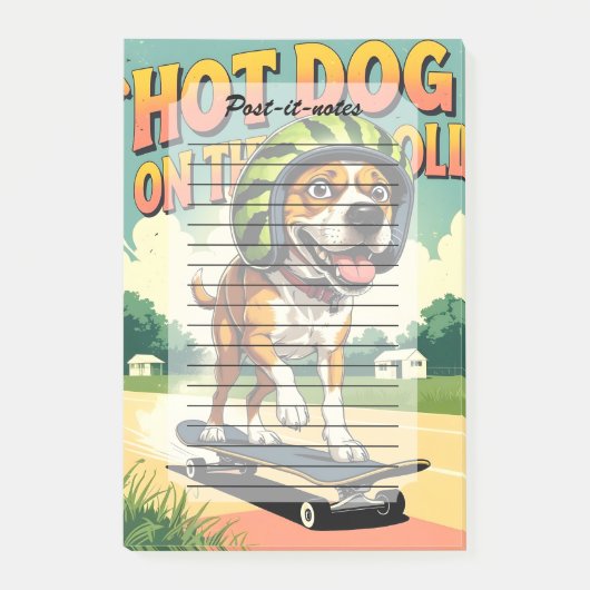 Skateboarding Dog Summer Funny Retro Beach  Post-it Klebezettel (Vorderseite)