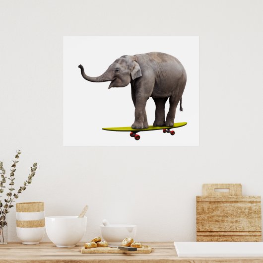 Skateboarding Elefant Poster (Küche)