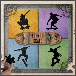 Skateboarding-Farbbblock- Urban-Pop-Art-Puzzle Puzzle