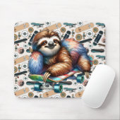 Skateboarding-Faultier-Mauspad Mousepad (Mit Mouse)