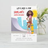 Skateboarding Foto Skate Park Girl Birthday Party Einladung (Stehend Vorderseite)
