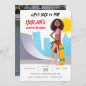 Skateboarding Foto Skate Park Girl Birthday Party Einladung (Vorne/Hinten)