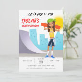 Skateboarding Foto Skate Park Girl Birthday Party Einladung (Stehend Vorderseite)