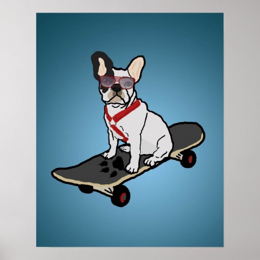 Skateboarding French Bulldog Doster Poster (Vorne)