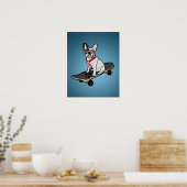 Skateboarding French Bulldog Doster Poster (Küche)