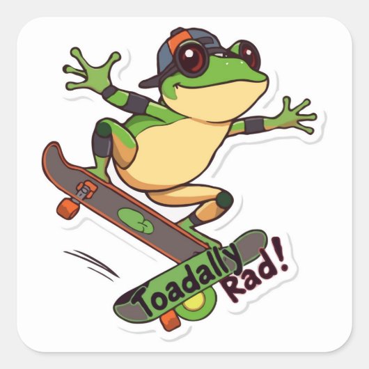 Skateboarding Frosch Großer Sticker | Krass (Vorderseite)