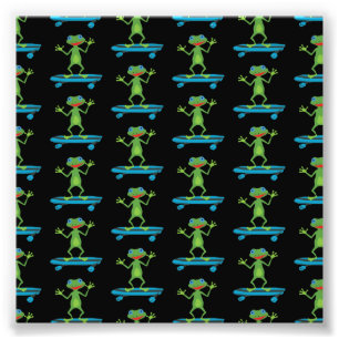 Skateboarding Frosch Lustiges Skateboard Tierliebh Fotodruck