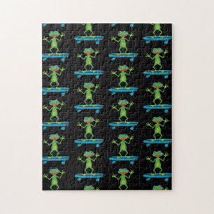 Skateboarding Frosch Lustiges Skateboard Tierliebh Puzzle