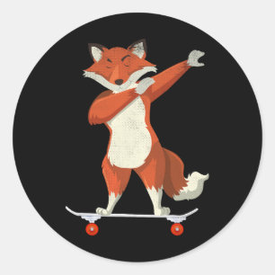 Skateboarding-Fuchs auf Skateboard-Geschenk für Sk Runder Aufkleber