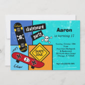 Skateboarding Geburtstag Einladung (Vorderseite)