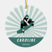 Skateboarding Girl Custom Skater Name Kids Keramik Ornament (Vorne)