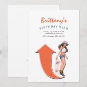 Skateboarding Girl Einladung (Vorne/Hinten)